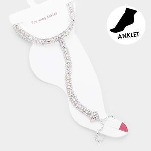 Anklet Abalone Rhinestone Silver Net Toe Ring